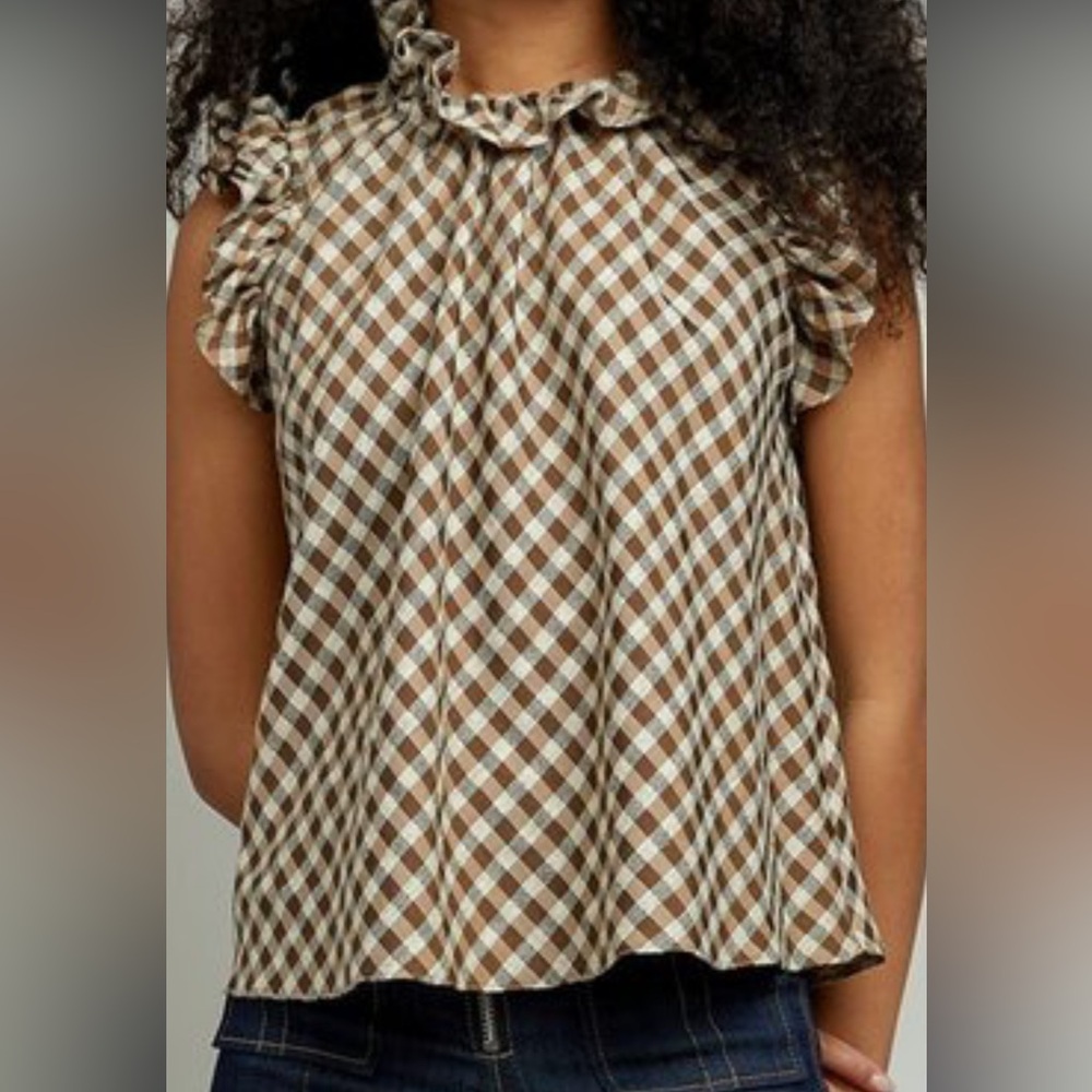 CHRISTY LYNN Aurelie Top - Gingham Bronze - Picture 4 of 12